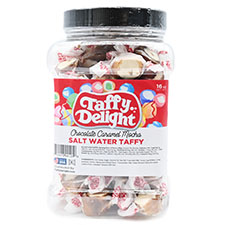 Taffy Delight Chocolate Caramel Mocha Salt Water Taffy 16oz Jar